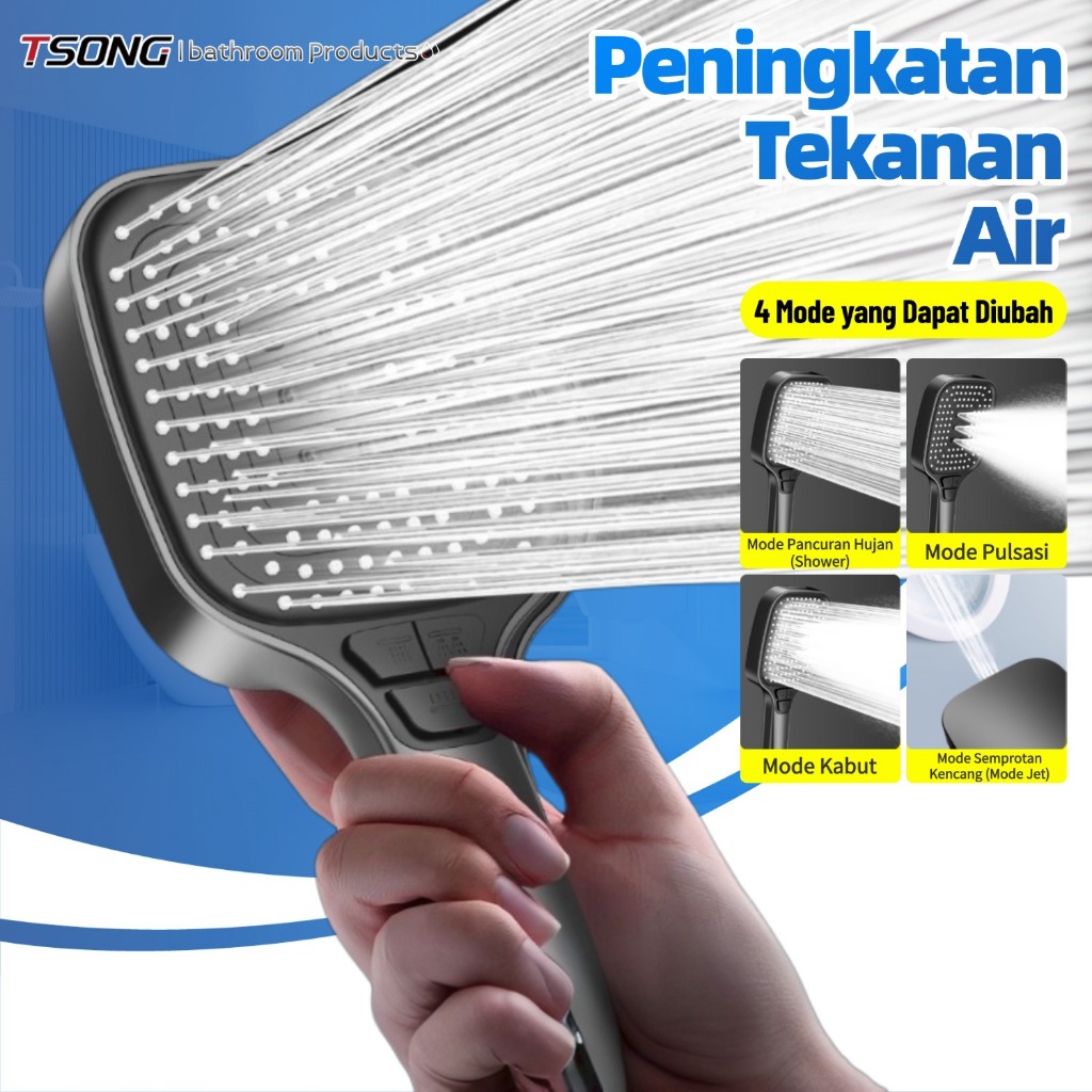 TSONG #099-B Hand Shower Kamar Mandi Shower Kamar mandi Satu Set 3 mode Semburan Anti Karat Paket sh