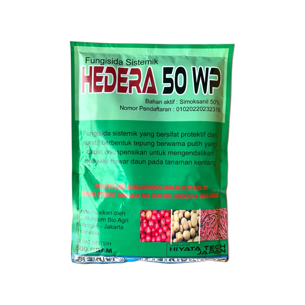Fungisida sistemik Hedera 50 WP 500 gr Bahan aktif Simoksanil Sejenis Profozz Moxanil untuk mengenda
