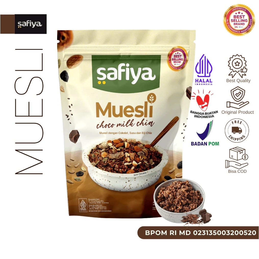 

Safiya Muesli Choco Milk 840 Gram With Chiaseed Sereal Oatmeal Diet Premium