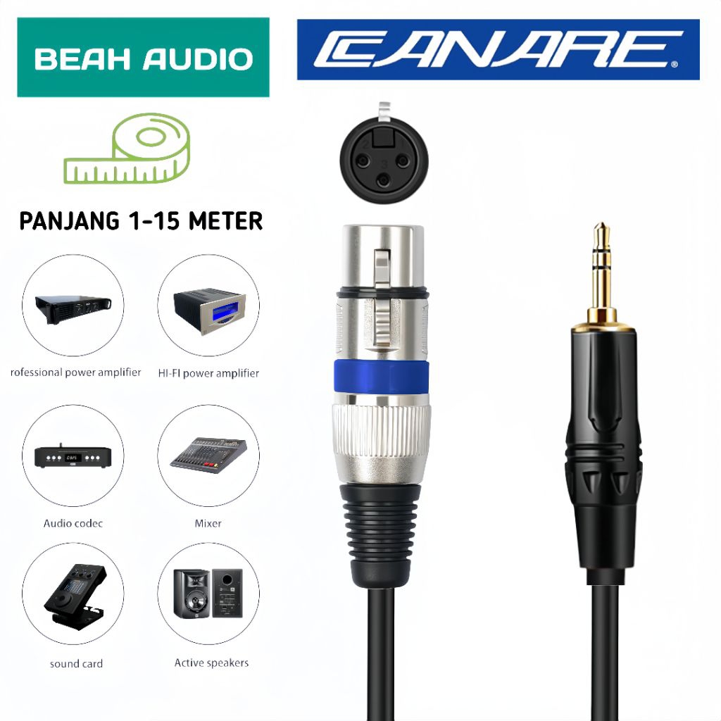 Kabel Jack AUX Hp 3.5 To Xlr Female Kabel Jack Audio