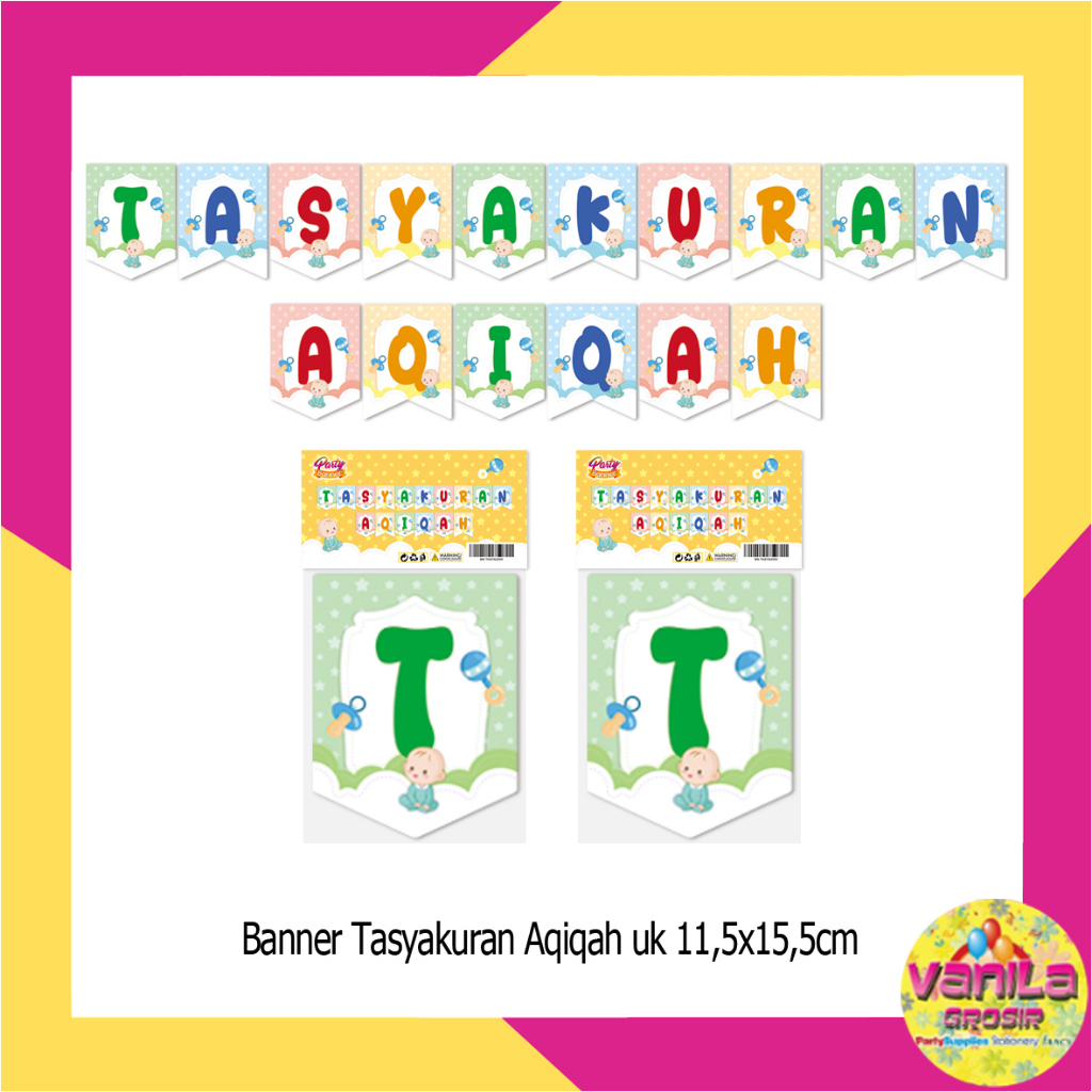 (1 Set) Banner Tasyakuran Aqiqah Anak + tali, Dekor Aqiqah, banner aqiqah anak