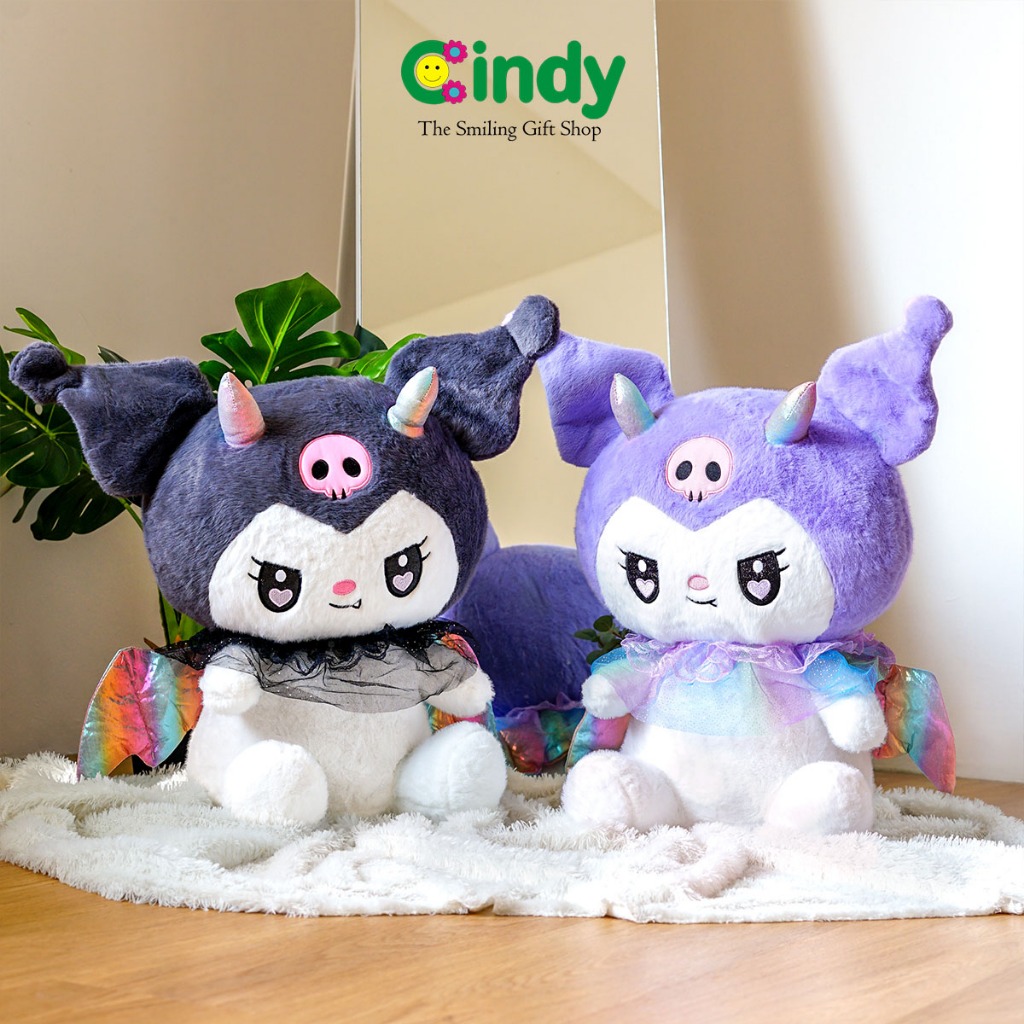 Cindy Boneka Cute Demon Kuromi Plush Toy - Mainan Plushie Karakter Sanrio Kuromi Sayap Lucu Lembut
