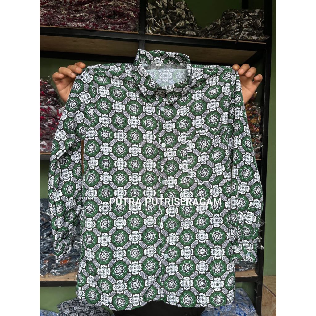 BATIK Mi/BATIK SD/BATIK Diniyah/BATIK SEKOLAH MOTIF MATAHARI HIJAU
