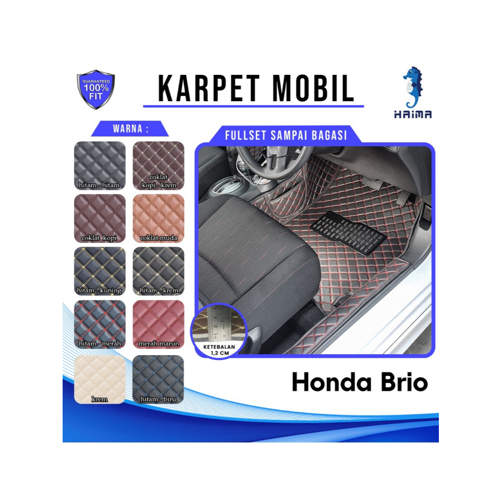 Haima Karpet Mobil Honda Brio 2013-2025 Premium Anti Slip Nappa Leather