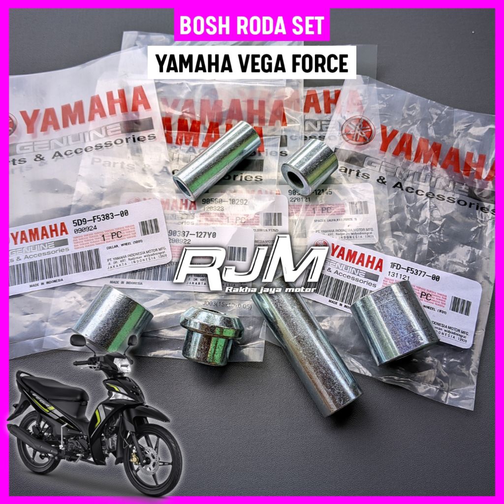 BOSH RODA SET YAMAHA VEGA FORCE FI 115 CC/BOSH BUSH COLLAR KOLAR SPACER VELK VELG TROMOL RODA DEPAN 