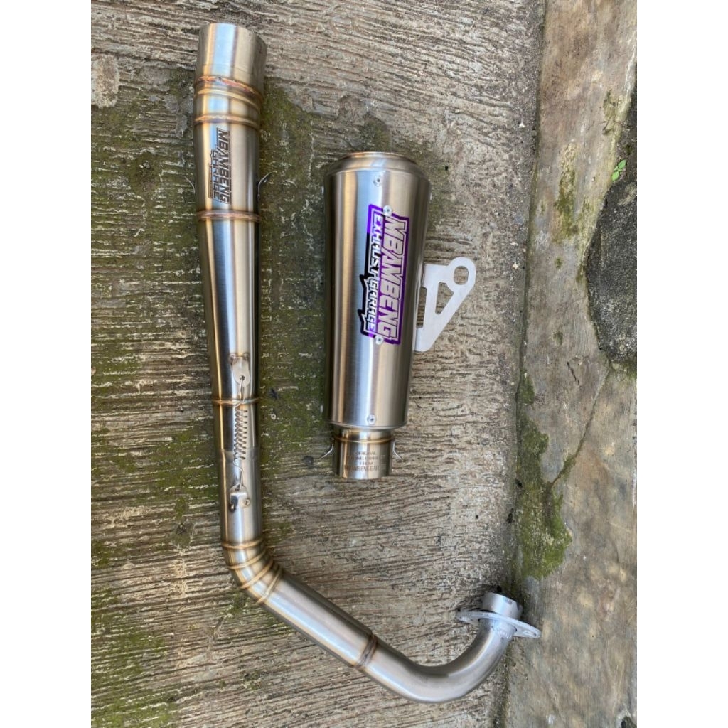 knalpot racing original MBAMBENG GARAGE type prostreet roadrace leher komorod PNP MX king Jupiter MX