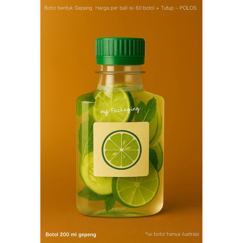 Botol Leon Gepeng 200ml - Botol Plastik 200 ml - Model Botol Wisky