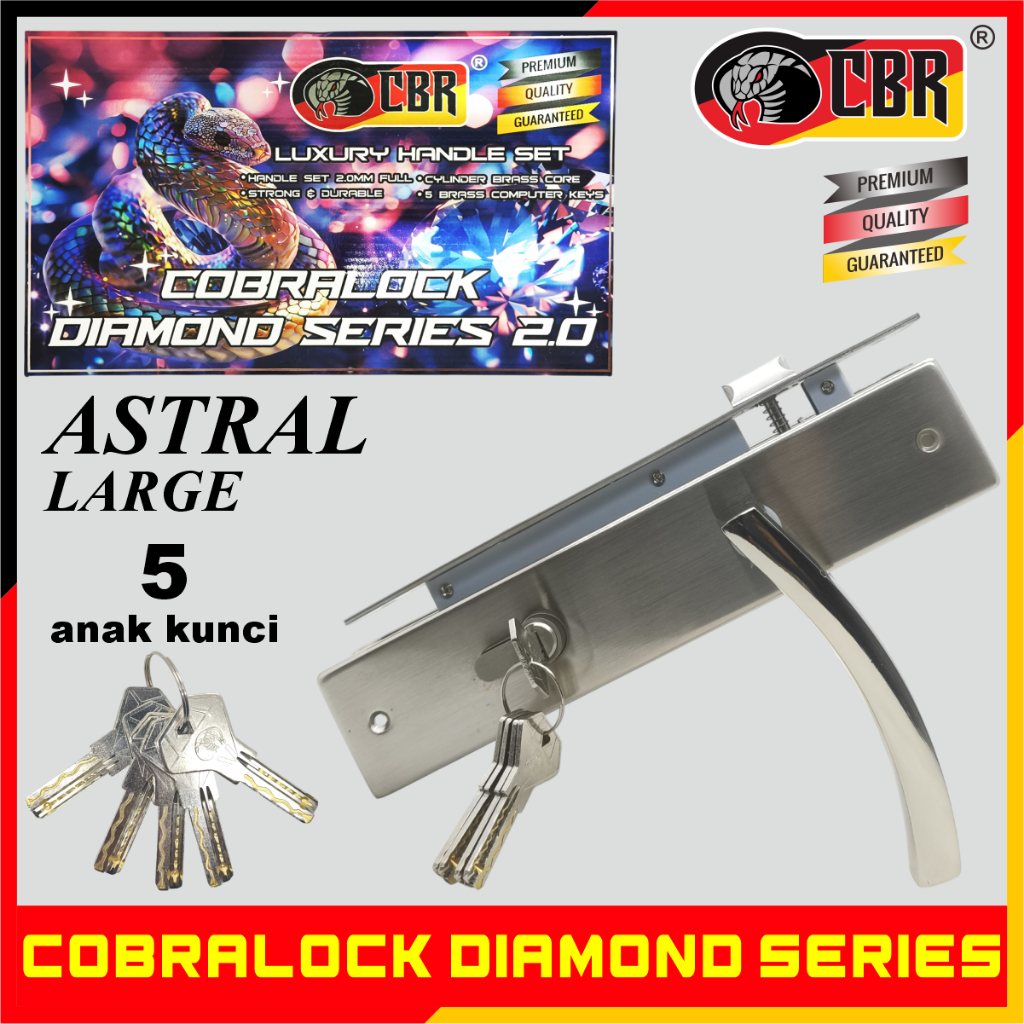 CBR COBRALOCK DIAMOND SERIES Handle Pintu / Kunci Pintu Rumah Diamond Series Tebal 2.0mm Astral Larg