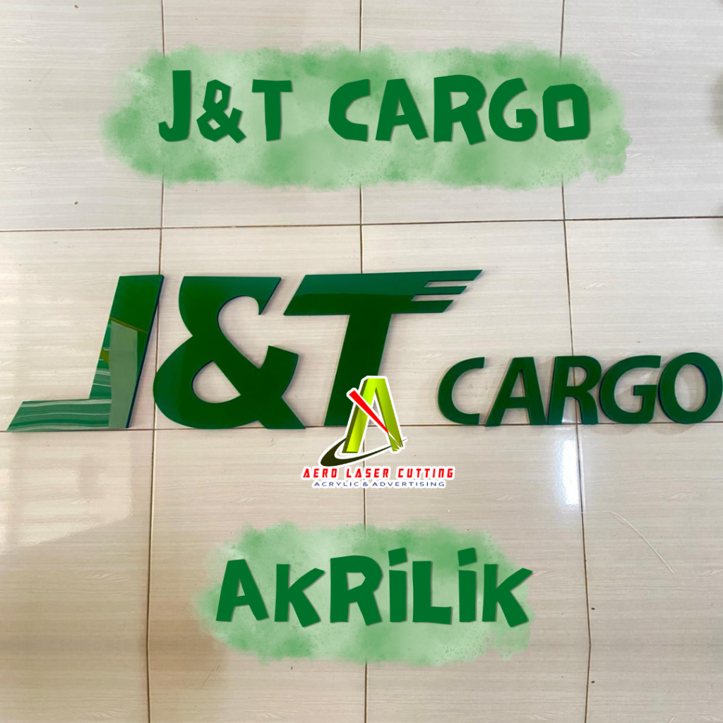 LOGO JNT CARGO UK. 27 cm AKRILIK MURAH/AKRILIK JNT/LABEL EKSPEDISI JNT CARGO MURAH BISA CUSTOM