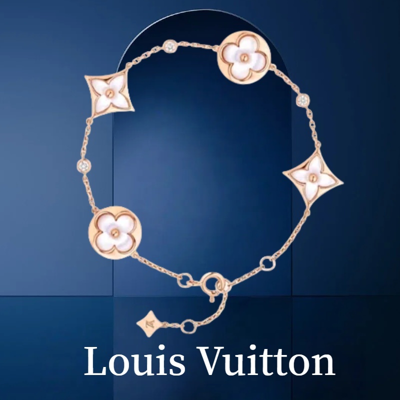 (18K / 750 emas asli /100% asli)LV Louis Vuitton color blossom Gelang Wanita/Gelang Berlian Emas  Se