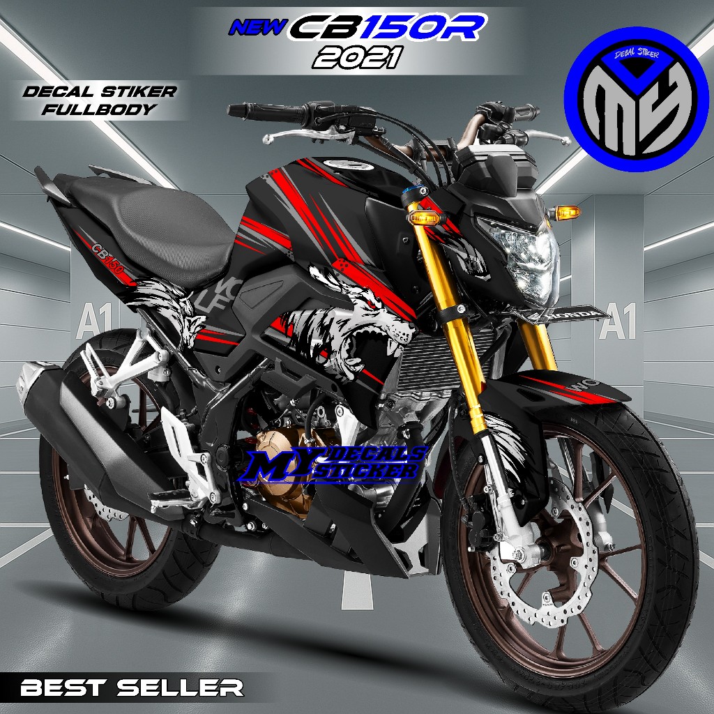 Decal New CB 150R 2021 Fullbody - Dekal Stiker Motor CB 150R 2021 Full body Desain Wolf Hitam Keren