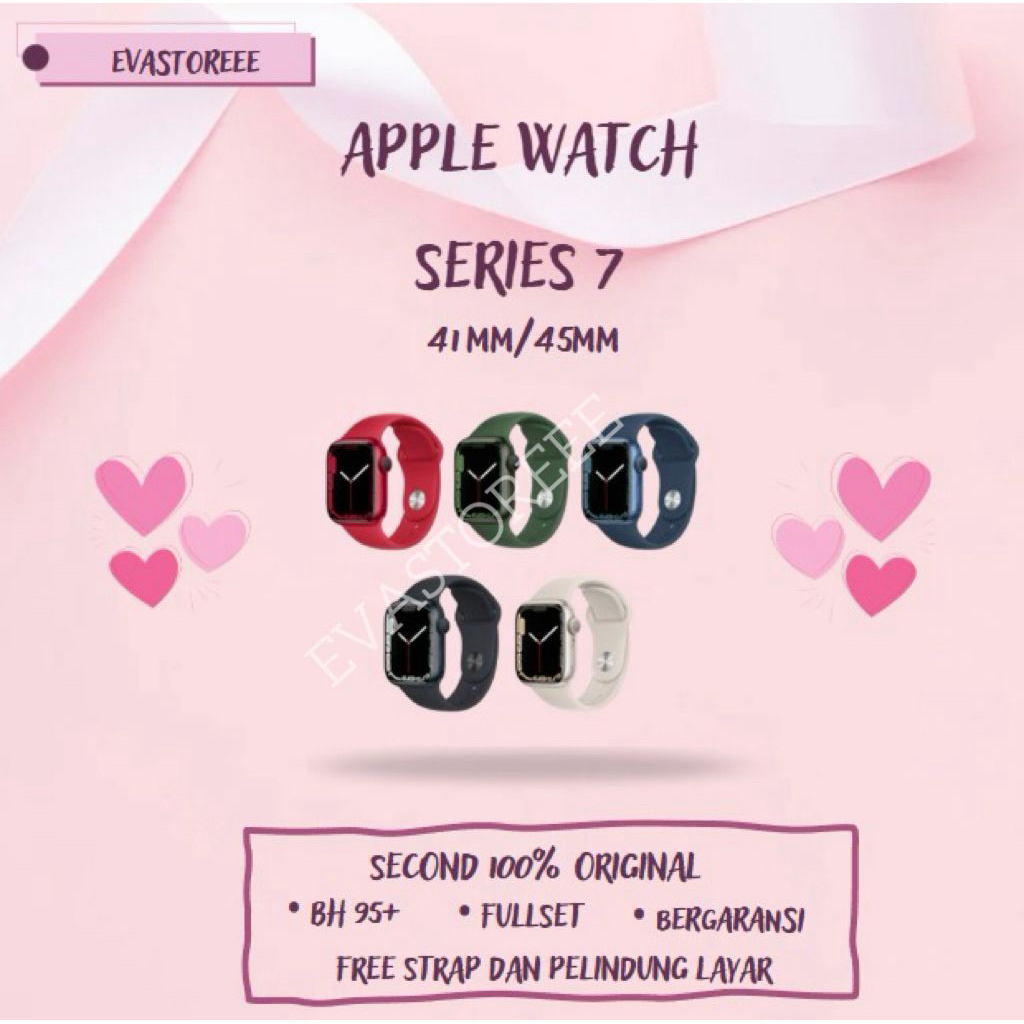 Apple Watch/iWatch Series 7/S7 41MM/45MM Second 100% Original Fullset Bergaransi Ex internasional