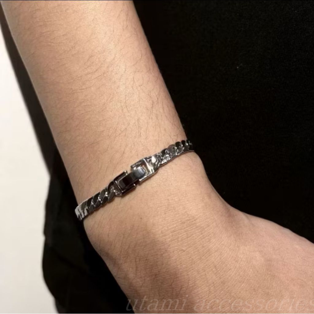 Gelang Titanium Pria Wanita Model Sisik Naga Anti Karat Anti Luntur
