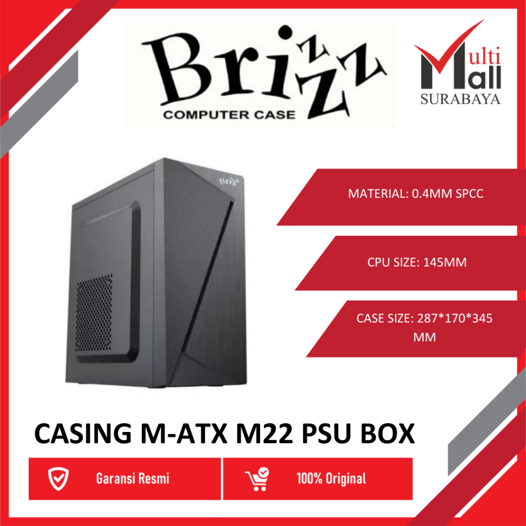 CASING BRIZZ MINI CASING PC ATX PSU 500W, CASING KOMPUTER