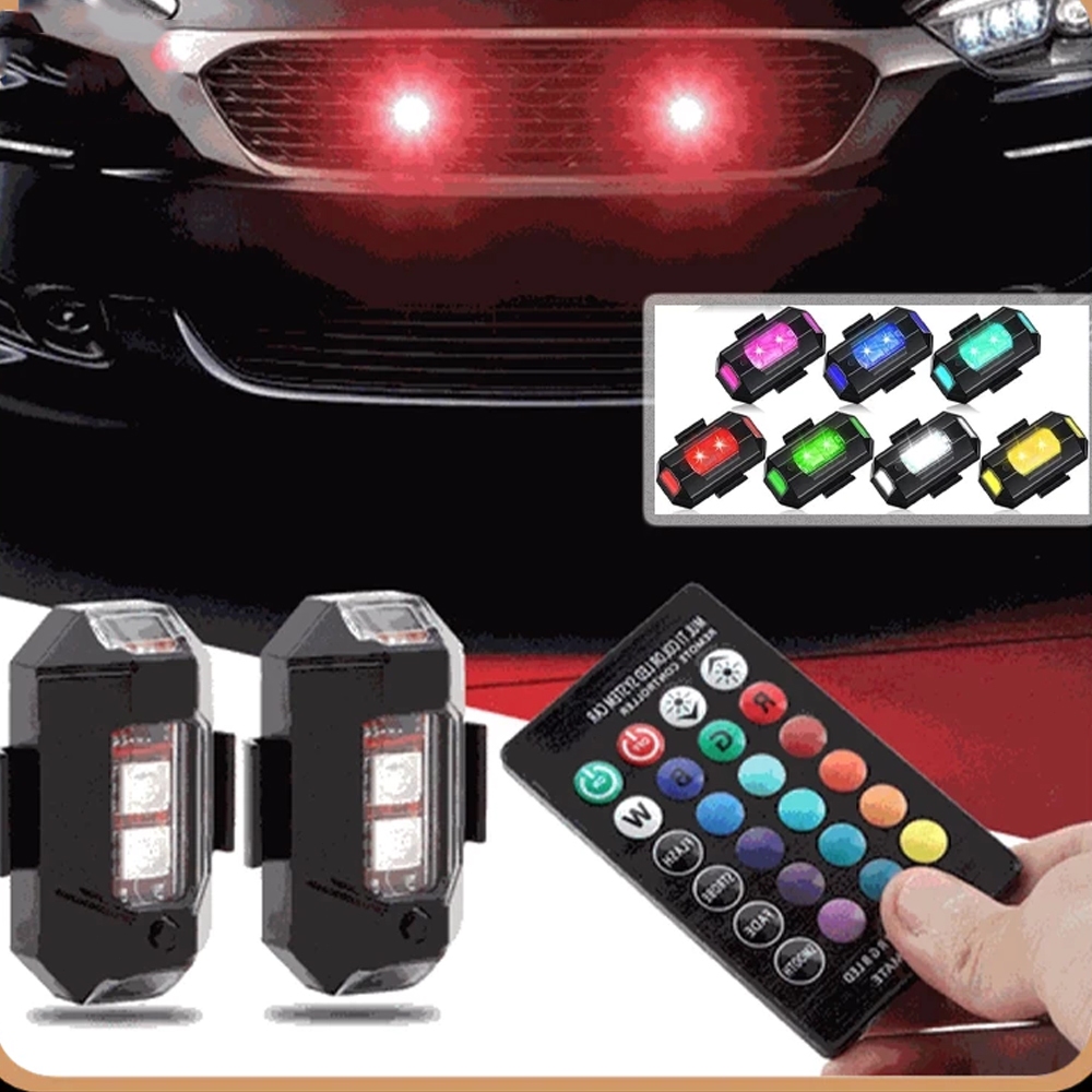 Lampu Strobo LED 7 Warna Universal Lampu LED Kedip Pesawat RGB Safety Sein Dip Motor Mobil