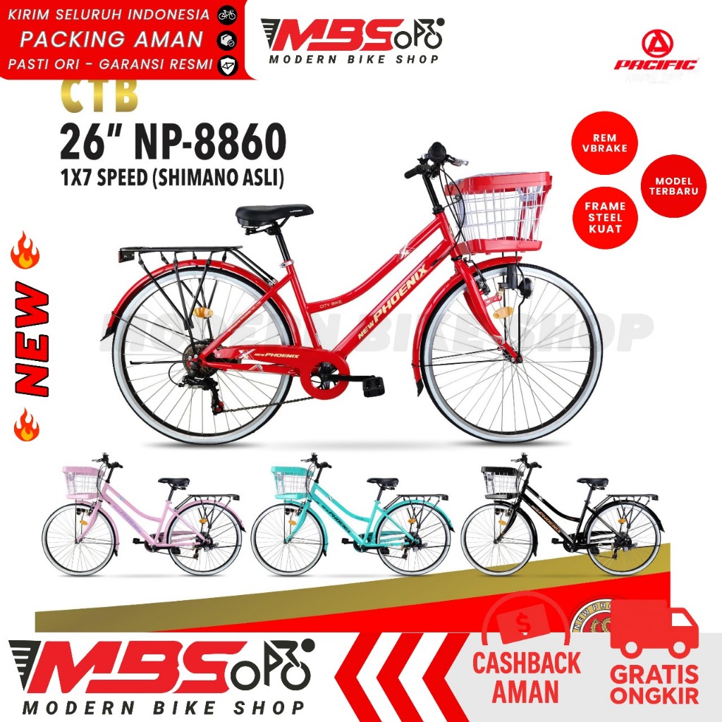 [TERBARU] Sepeda Mini NEW PHOENIX NP 8860 8825 Keranjang Wanita Dewasa CTB 26 Inch