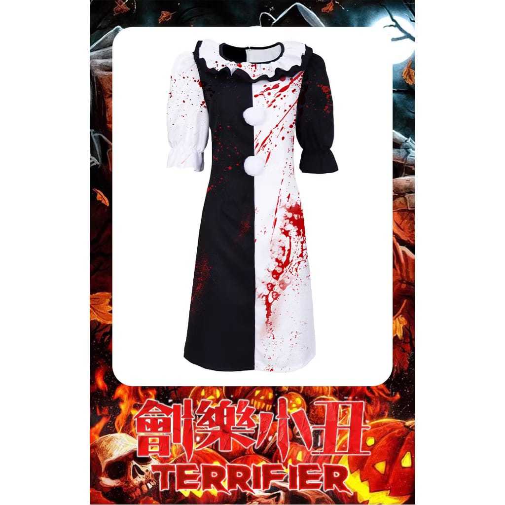 halloween - kostum halloween - H195 Kostum Cosplay Terrifier Wanita Badut Horor untuk Halloween Moti