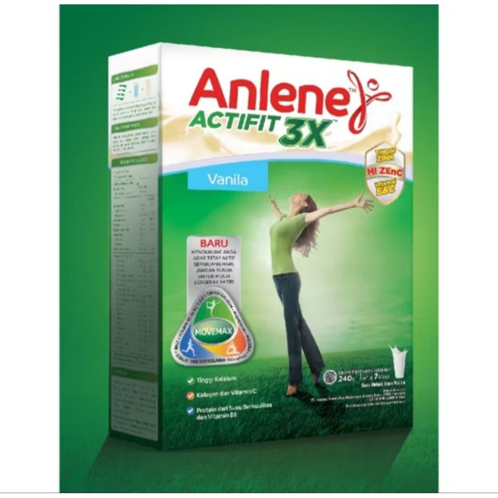 

Anlene Actifit 3X Susu Bubuk Dewasa Vanila 240 gr - Nutrisi Kesehatan Tulang Sendi dan Otot
