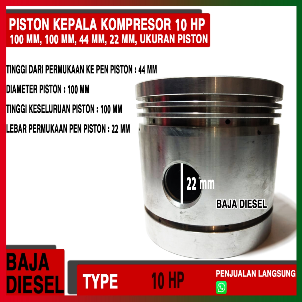Piston Kepala Kompresor Angin  10 hp