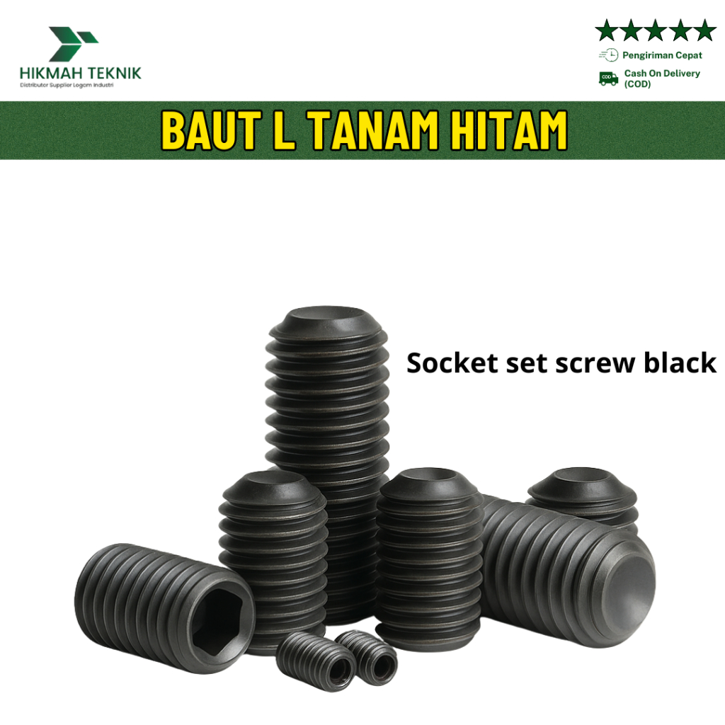 Baut L Tanam Hitam Baja Kuat | Baut L Ulir Tanam