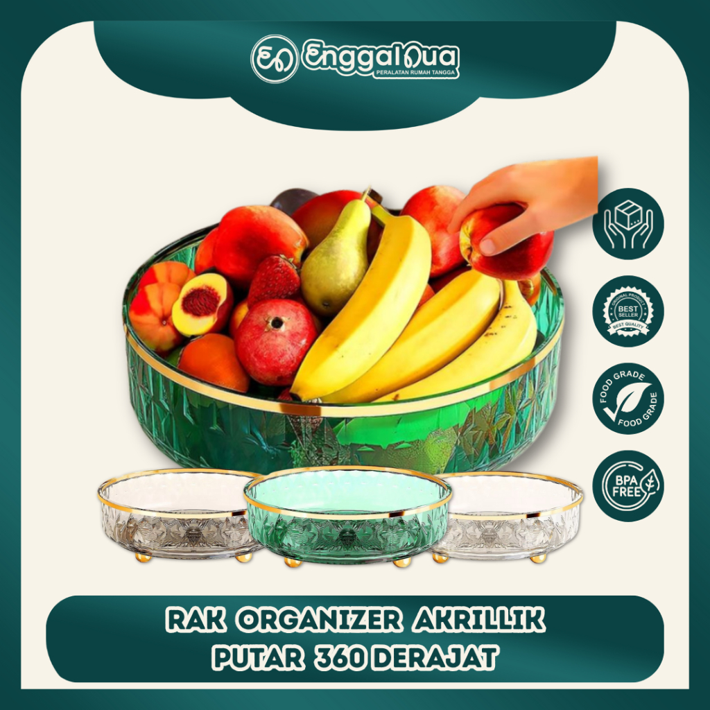 PAE - Rak Putar Akrilik Serbaguna 360 Derajat Organizer Kosmetik Skincare Bumbu