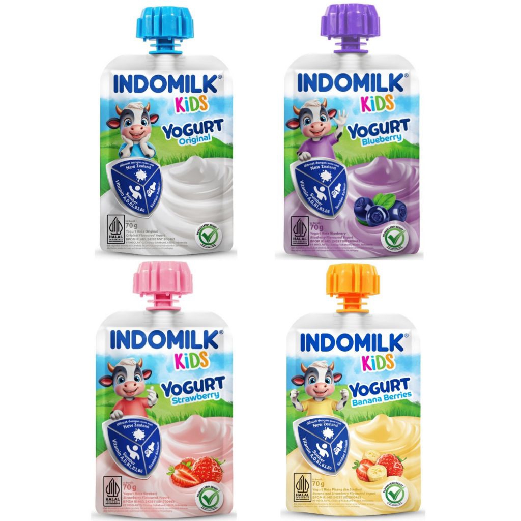 

(instant saja) Indomilk Kids Yogurt Rasa Stroberi Blueberry Original berry banana