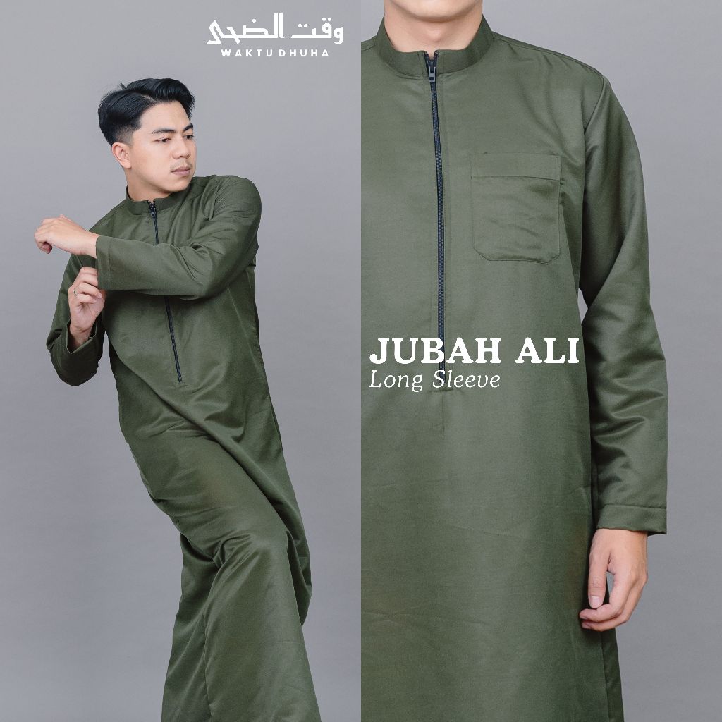 WAKTU DHUHA - Gamis Pria Resleting Lengan Panjang Model Terbaru Jubah Ali