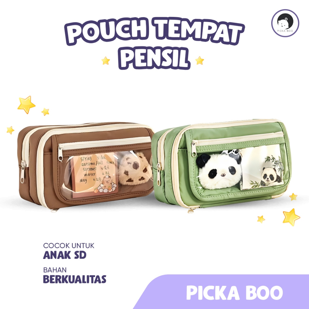 

PICKA BOO Pouch Tempat Pensil Anak Sekolah TK SD SMP Simpel dan Lucu