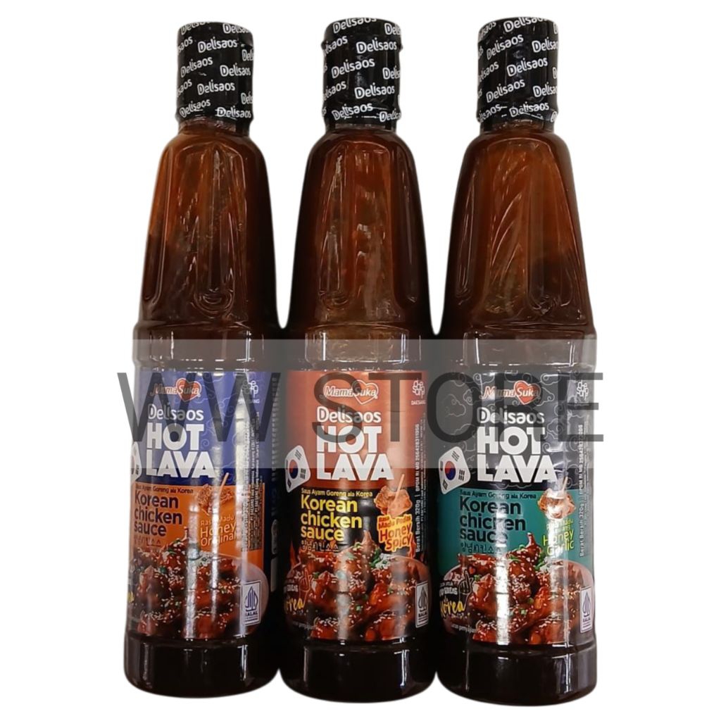 

Saus Sambal Ayam Goreng ala Korea rasa Madu Asli / Pedas / Bawang Putih halal MUI DAESANG Mama Suka MamaSuka Delisaos HOT LAVA Honey Original / Spicy / Garlic Korean Chicken Sauce 320g
