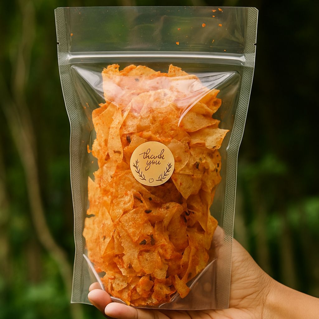 

Lumring/keripik lumpia Kaca Pedas daun jeruk