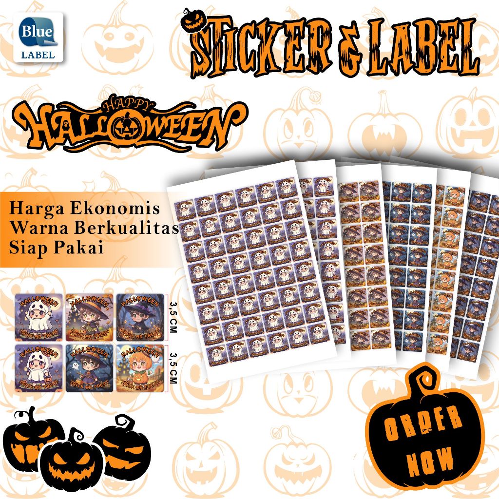 

Blue Label Stiker&Label 'Stiker Tema Halloween' | Ukuran 3,5 cm