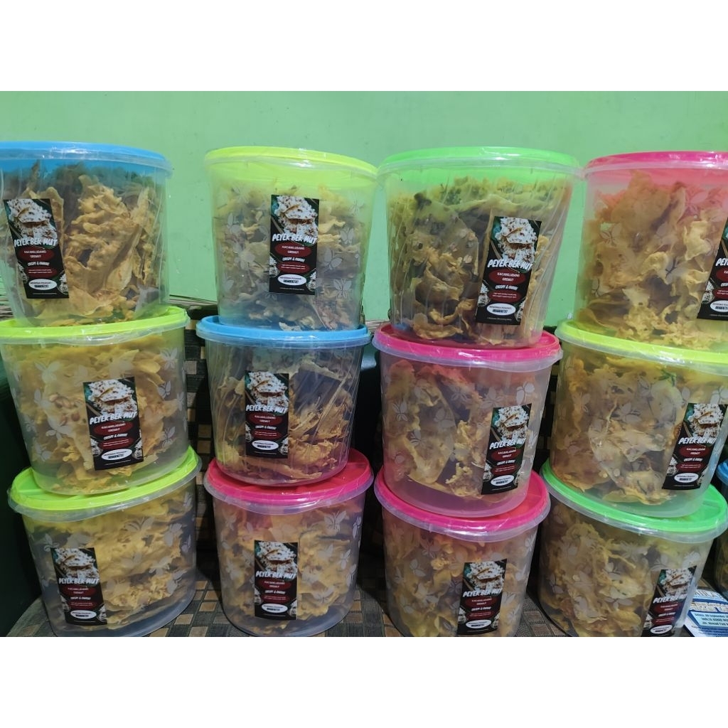 

peyek bek mut renyah gurih dan nagih/homemade peyek crispy/peyek kacang/peyek rebon/peyek crispy malang isi 1toples 5L