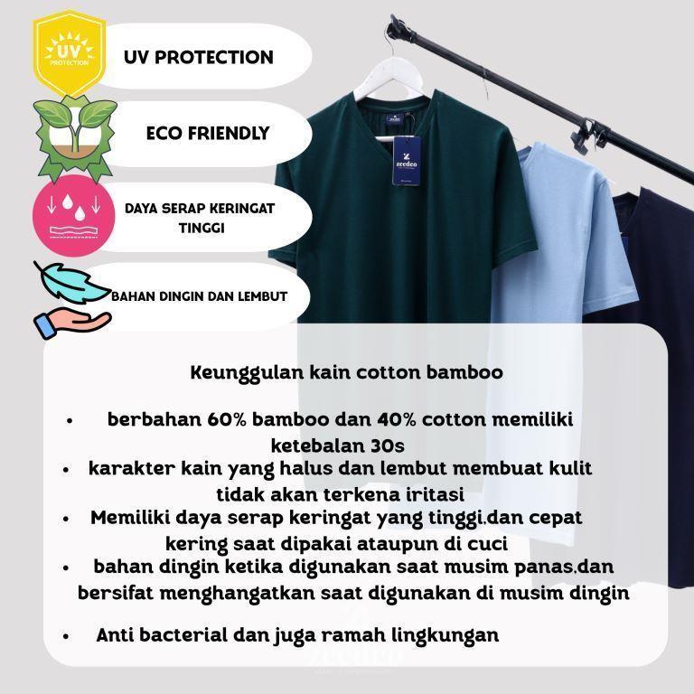 Kaos Polos Katun Bambu XXL V-neck Original Cotton Bamboo 30s