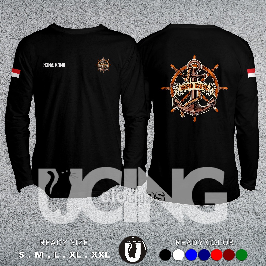Kaos Baju Jangkar Pelaut Kemudi Kapal Gratis Nama Lengan Panjang Kaos Distro