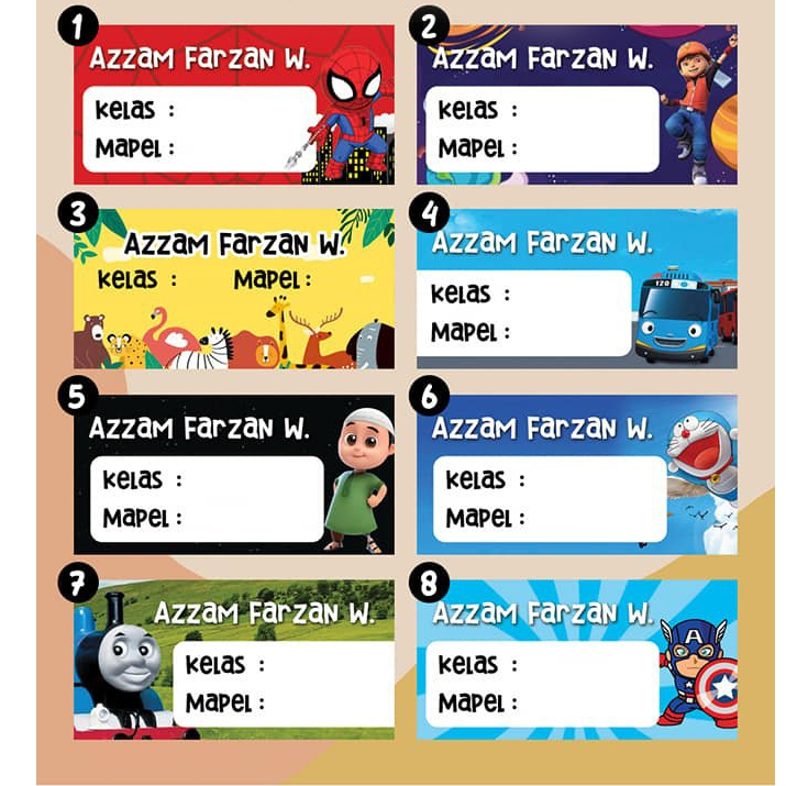 

Sticker Label Buku - Sticker Nama Buku - 10 Pcs Sticker Label Nama (Bisa Custom)