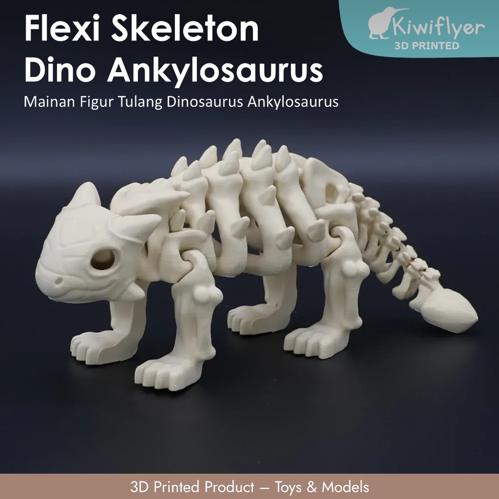 Mainan Figur Tulang Ankylosaurus - Articulated Flexi Skeleton Ankylosaurus Dinosaur - Mainan Miniatu