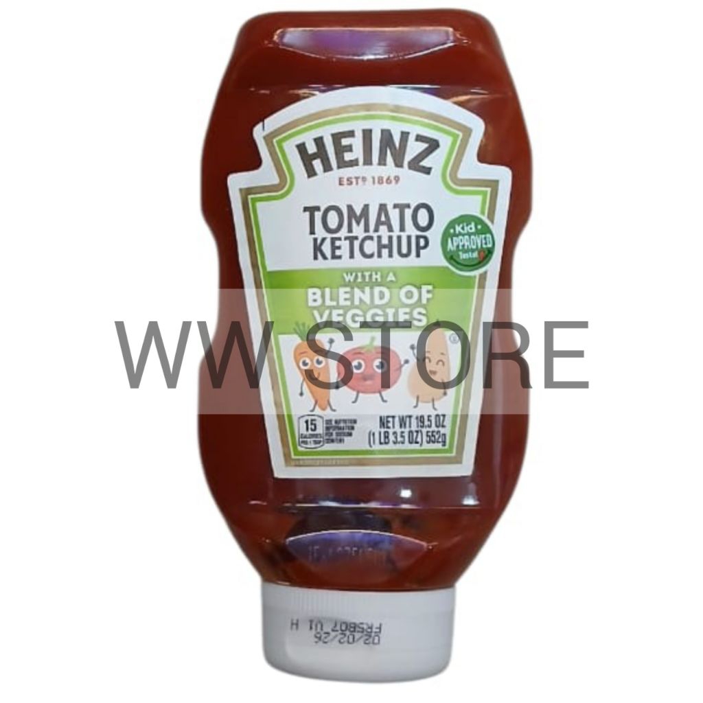 

Saus tomat dengan campuran sayur - sayuran USA HEINZ TOMATO KETCHUP WITH A BLEND OF VEGGIES 552g