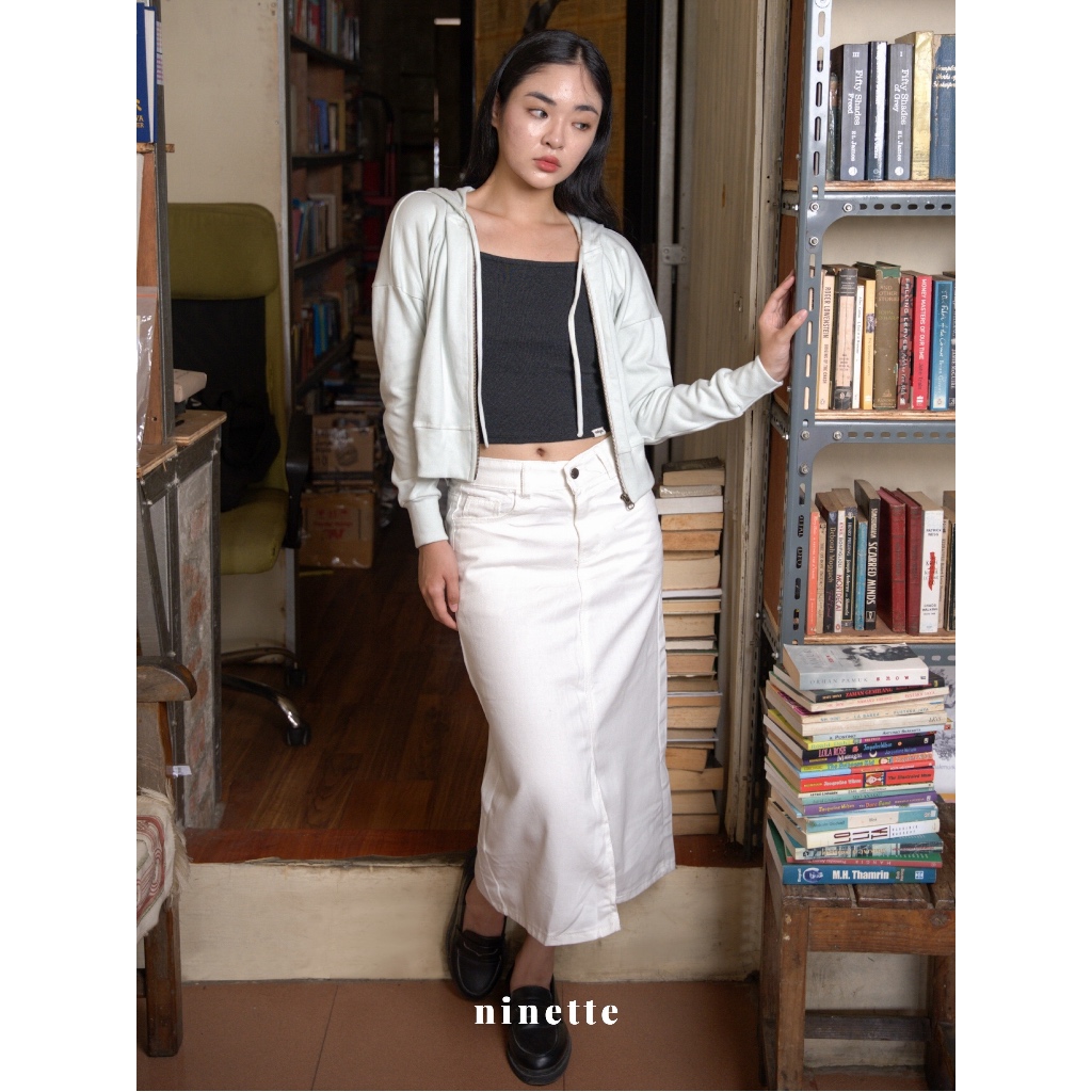 Ninette - White Jeans Skirt