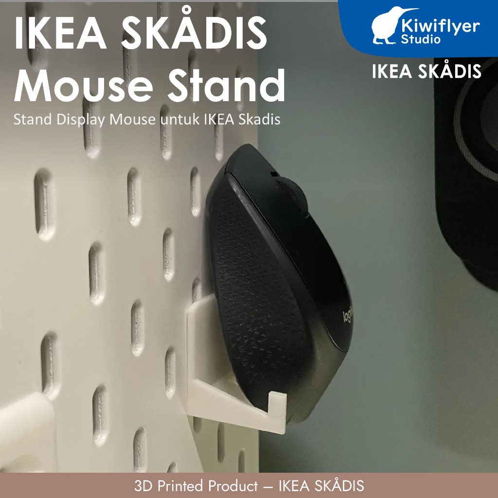 IKEA Skadis Mouse Stand - Holder Mouse Wireless untuk IKEA Skadis - Putih