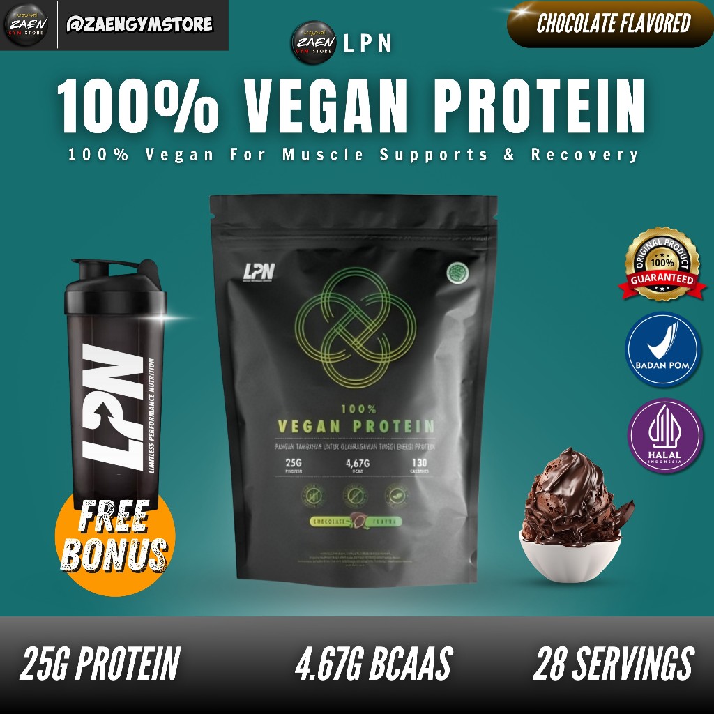 LPN 100% Vegan Protein 2,2lbs BPOM Halal Whey Protein Vegan Diet whey