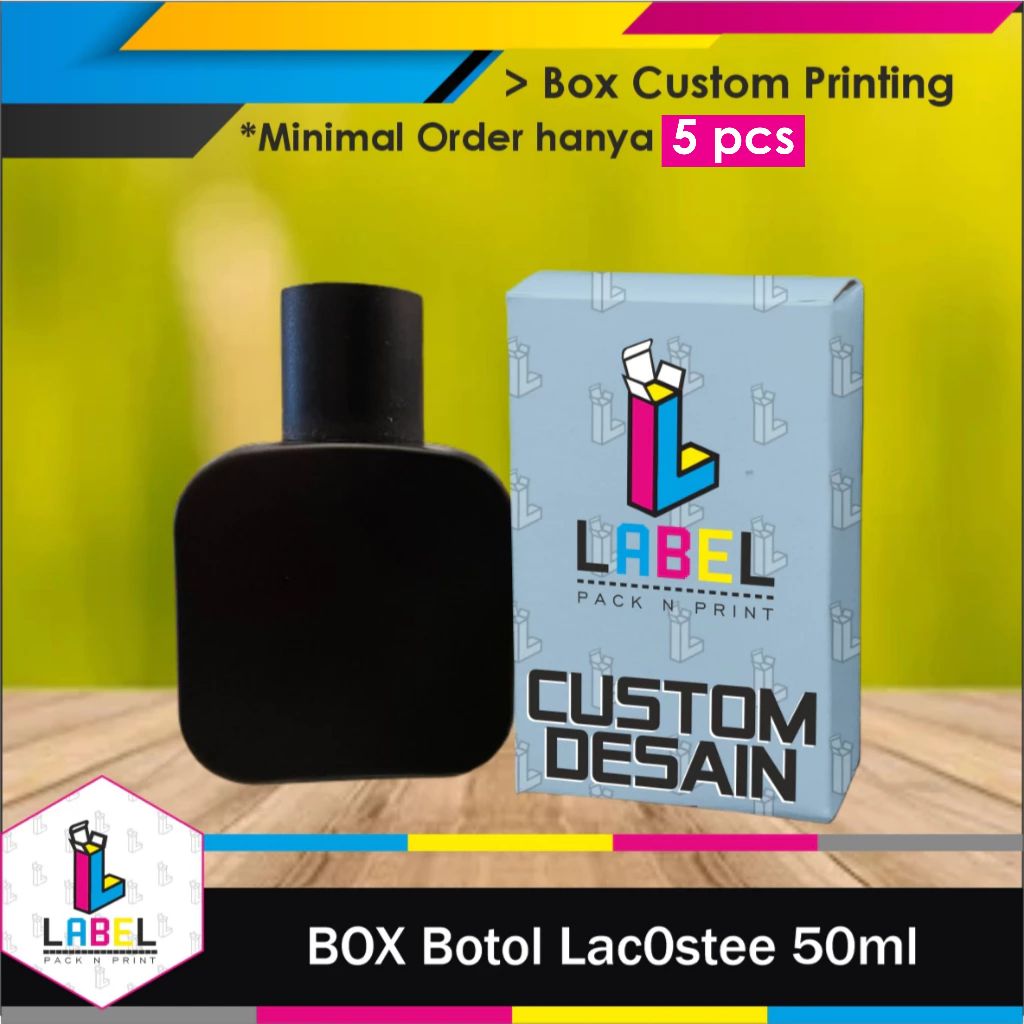 

Dus Packaging / Box Botol Lacos-te 50ml Custom Desain 6x3x9,5 (cm) Full Print