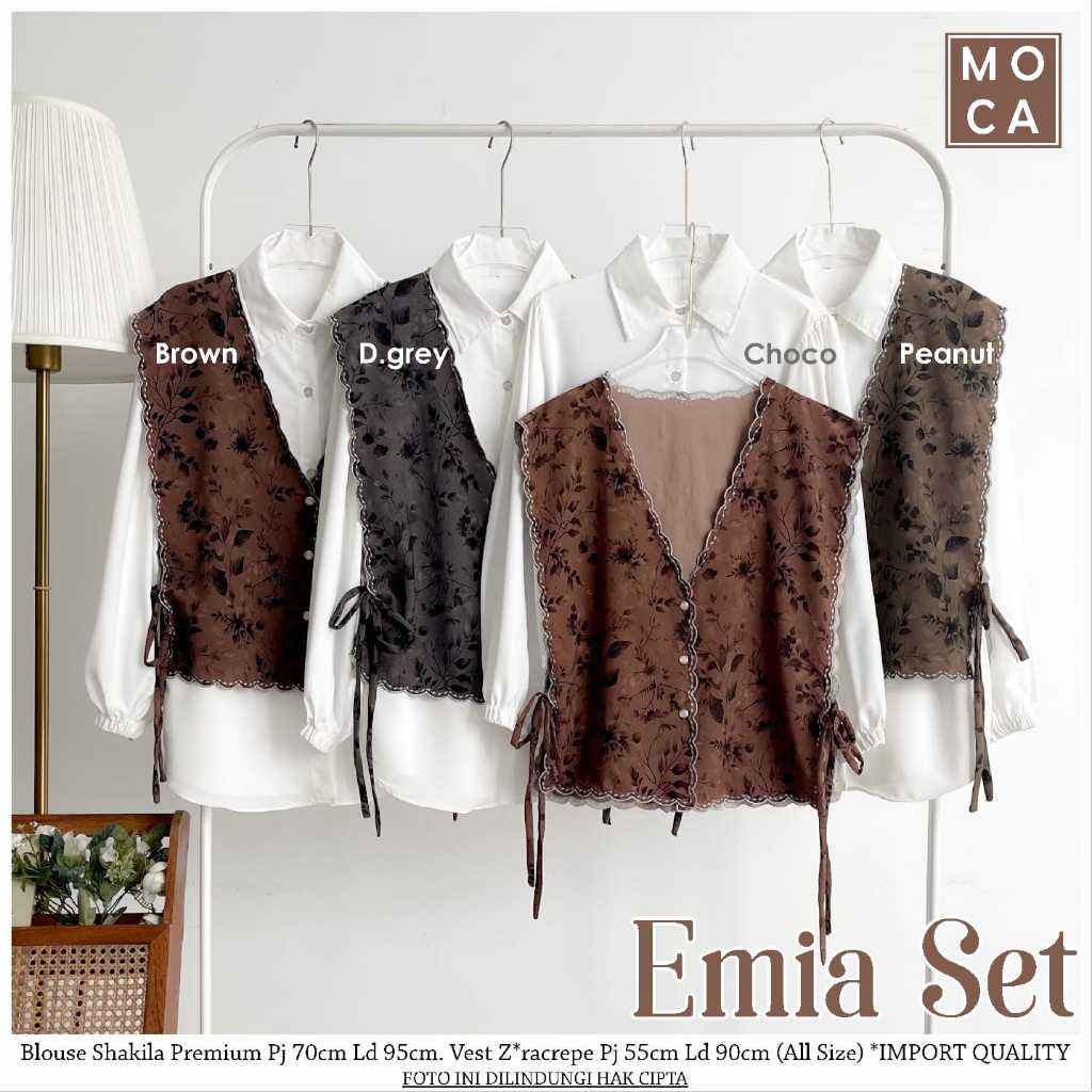 EMIA BLOUSE SET VEST SHAKILA MIX ZARACREPE MURAH MEWAH NYAMAN BY MOCA