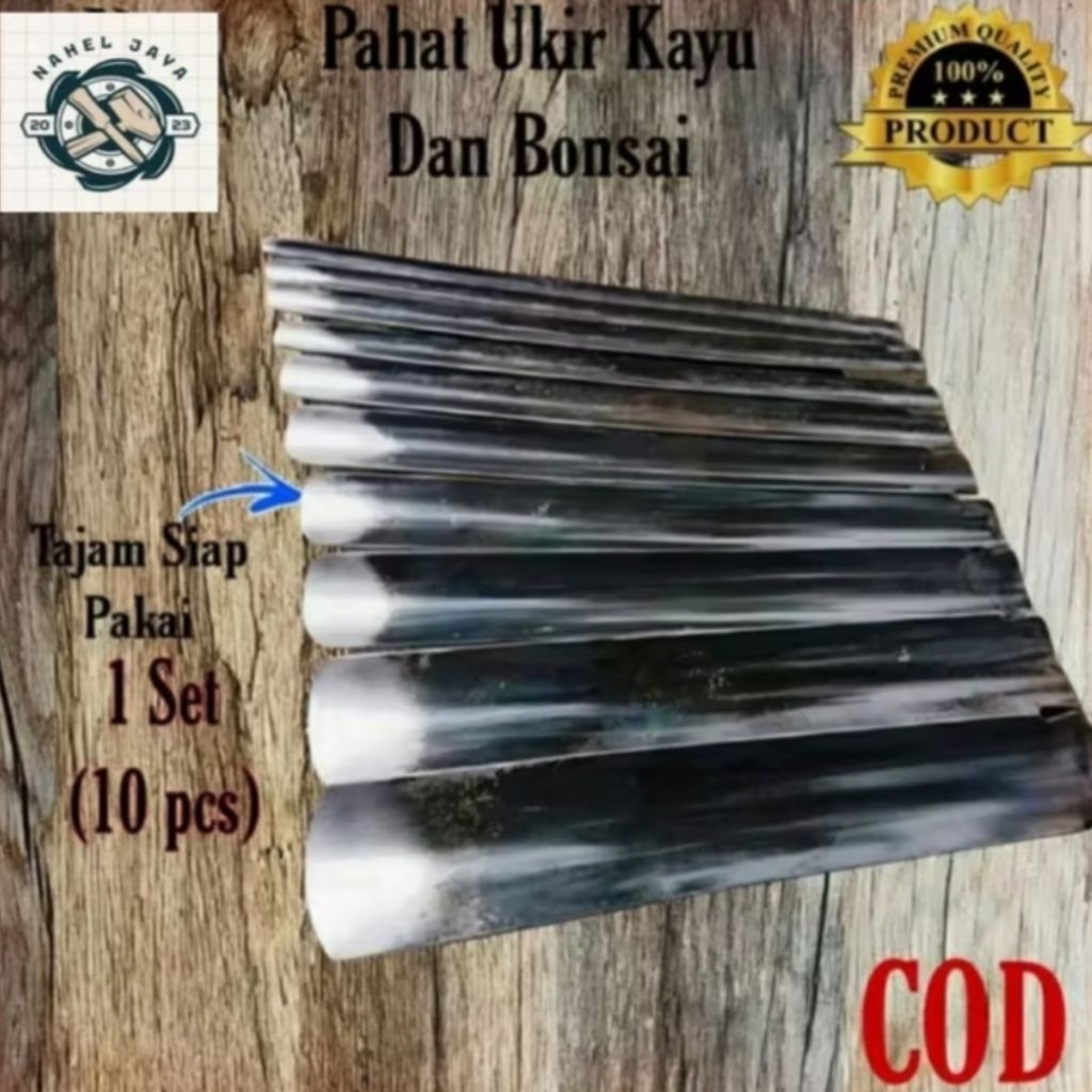 Tatah Ukir Kayu/Pahat Jenis Kol set isi 10pcs