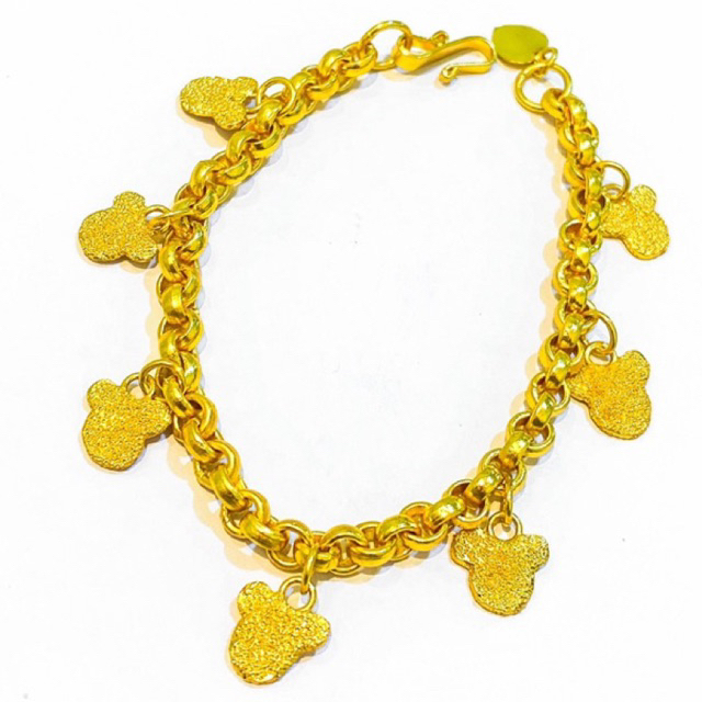 gelang mickey miki viral Lapis Emas 24krt Crum Emas Muda 18gram gelang Cewek Replika Premium Gold