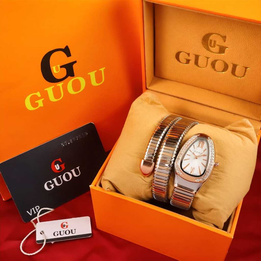 JAM TANGAN GUOU ORIGINAL MEWAH WANITA CEWEK GELANG LILIT 25MM FASHION ELEGAN ORI MODEL ULAR