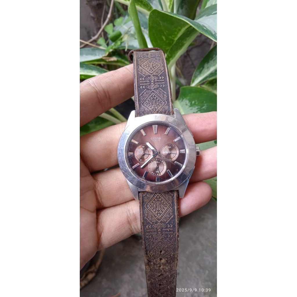 Jam original pria gues5 chrono tanggal hari aktif normal dim 4 cm stainless steel