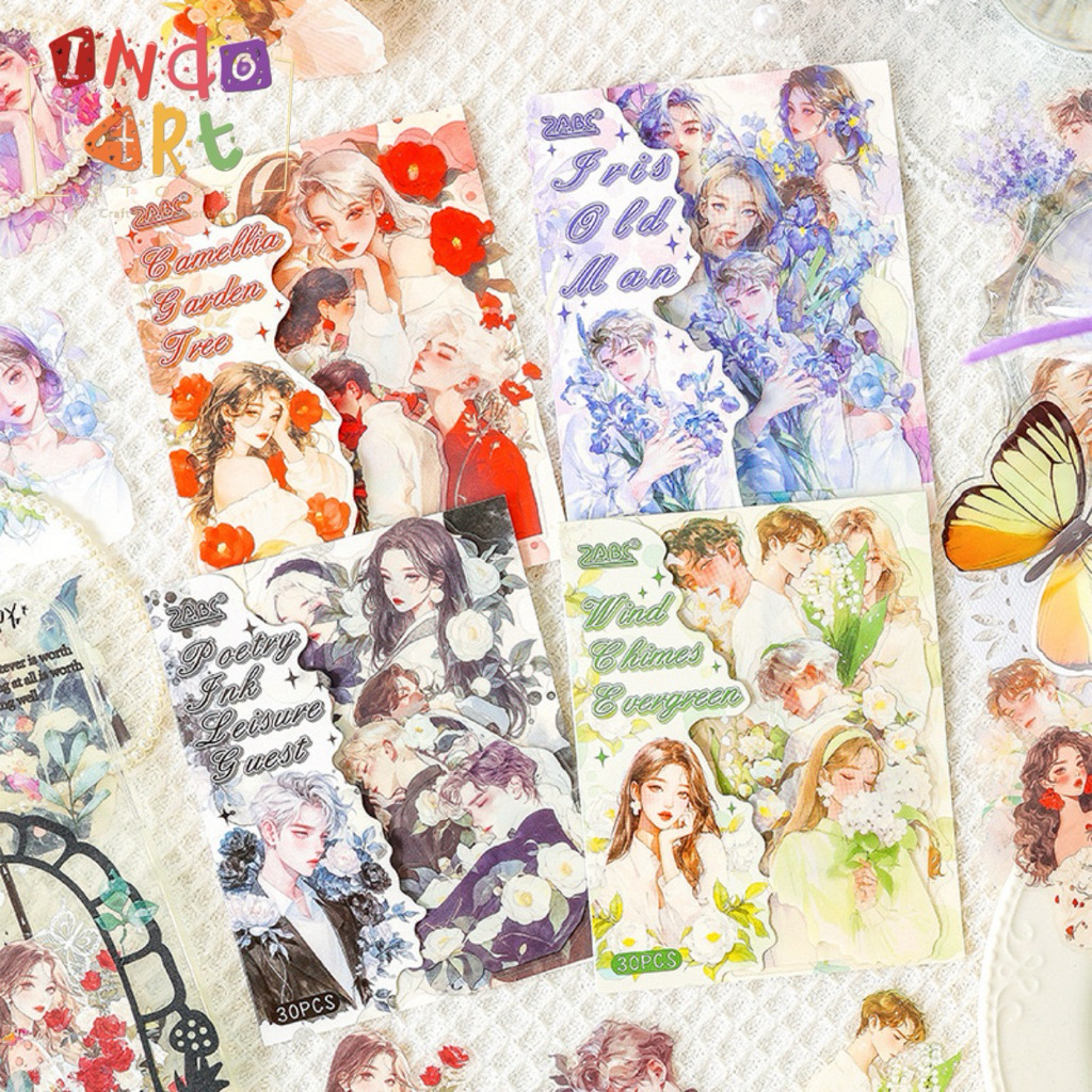 

(IAS) Sticker PET Decorative Deco Stiker Couple Girl Flower Fashion Portrait Aesthetic Boy Cowok Cewek Cute Japanese K Pop style