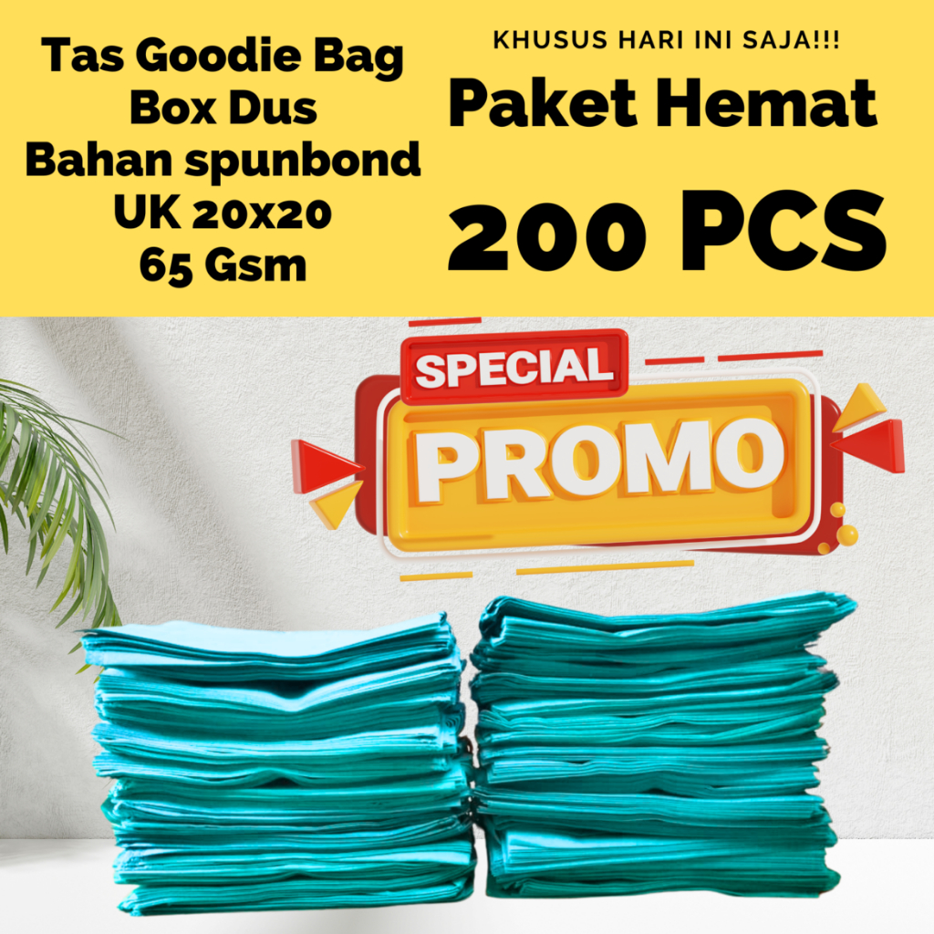

( Paket 200 PCS )Tas Spunbond Tas Box Dus pres 20x20 | Tas Kotak Nasi | Tas Box Hajatan