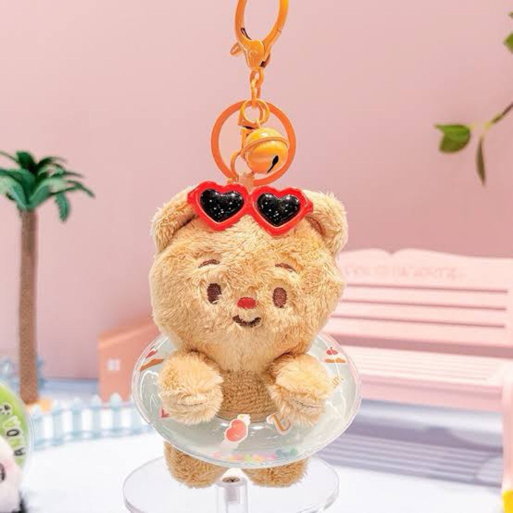 GANTUNGAN KUNCI KEYCHAN BONEKA CREAM BEAR BUTTER BEAR, ANGEL, BLUE, SWIMMING