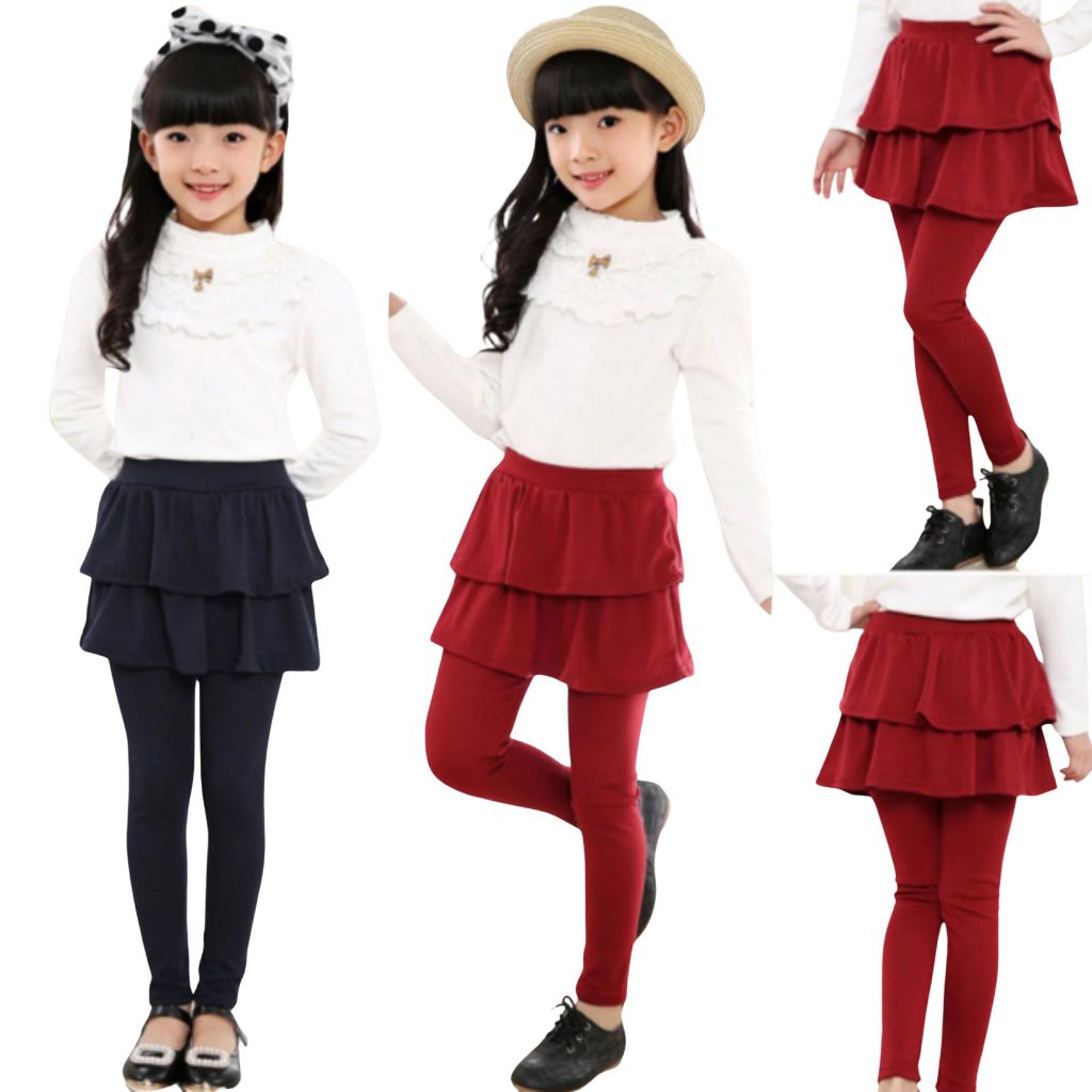 Legging Rok Anak Perempuan – Celana Rok Tumpuk Olahraga Nyaman– Celana Rok Sport Anak Cewek Trendy